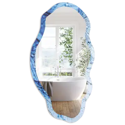 Miroir irrégulier avec impression pissenlit bleu