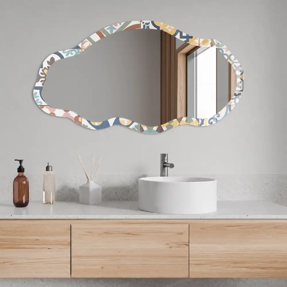 Miroir décoratif irrégulier à motifs mosaïque