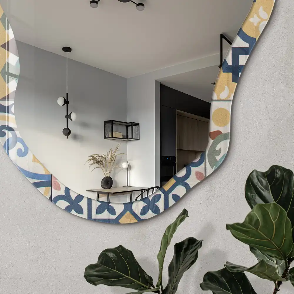 Miroir décoratif irrégulier à motifs mosaïque