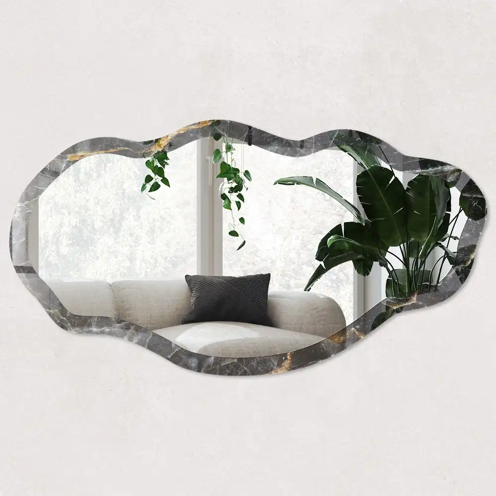 Miroir irrégulier avec impression effet pierre