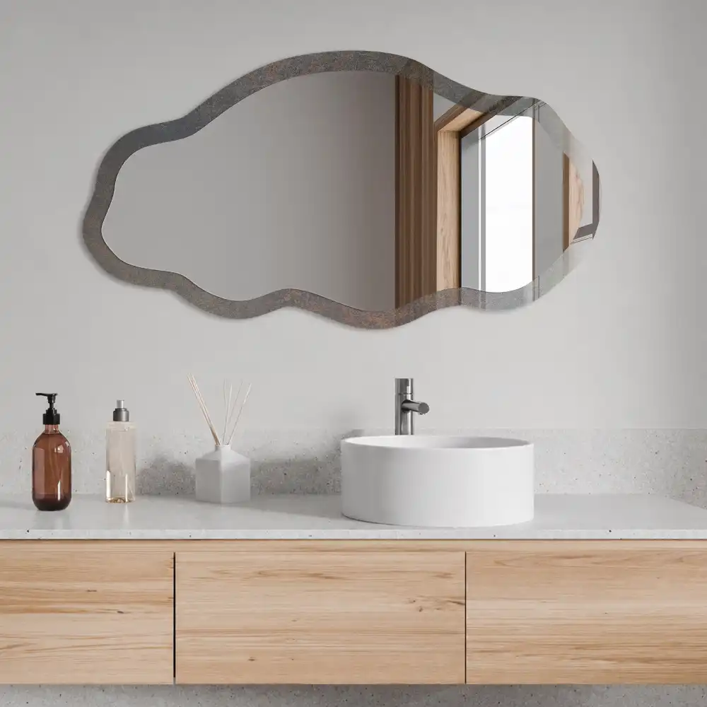 Miroir décoratif irrégulier à impression texture industrielle