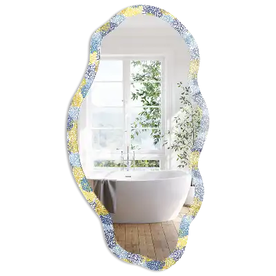 Miroir irrégulier avec impression à motif végétal