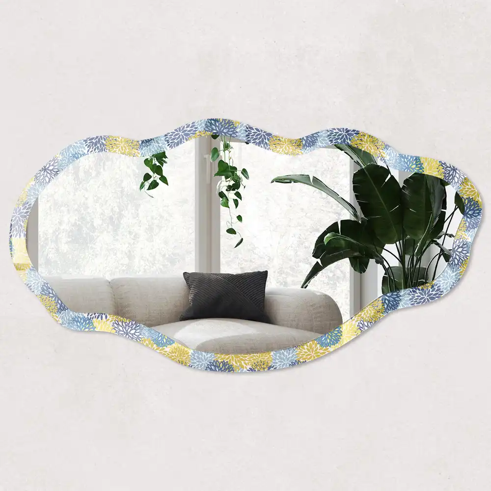 Miroir irrégulier avec impression à motif végétal