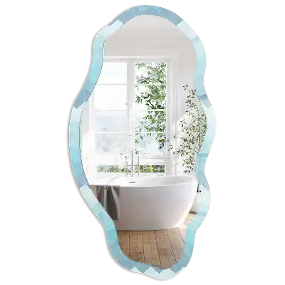 Miroir décoratif irrégulier à motif zig-zag turquoise