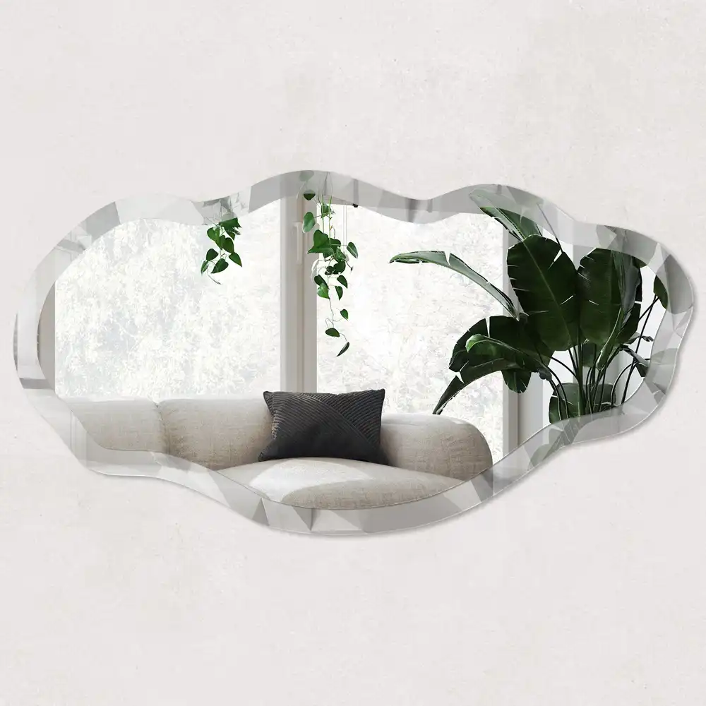 Miroir décoratif irrégulier à motif géométrique