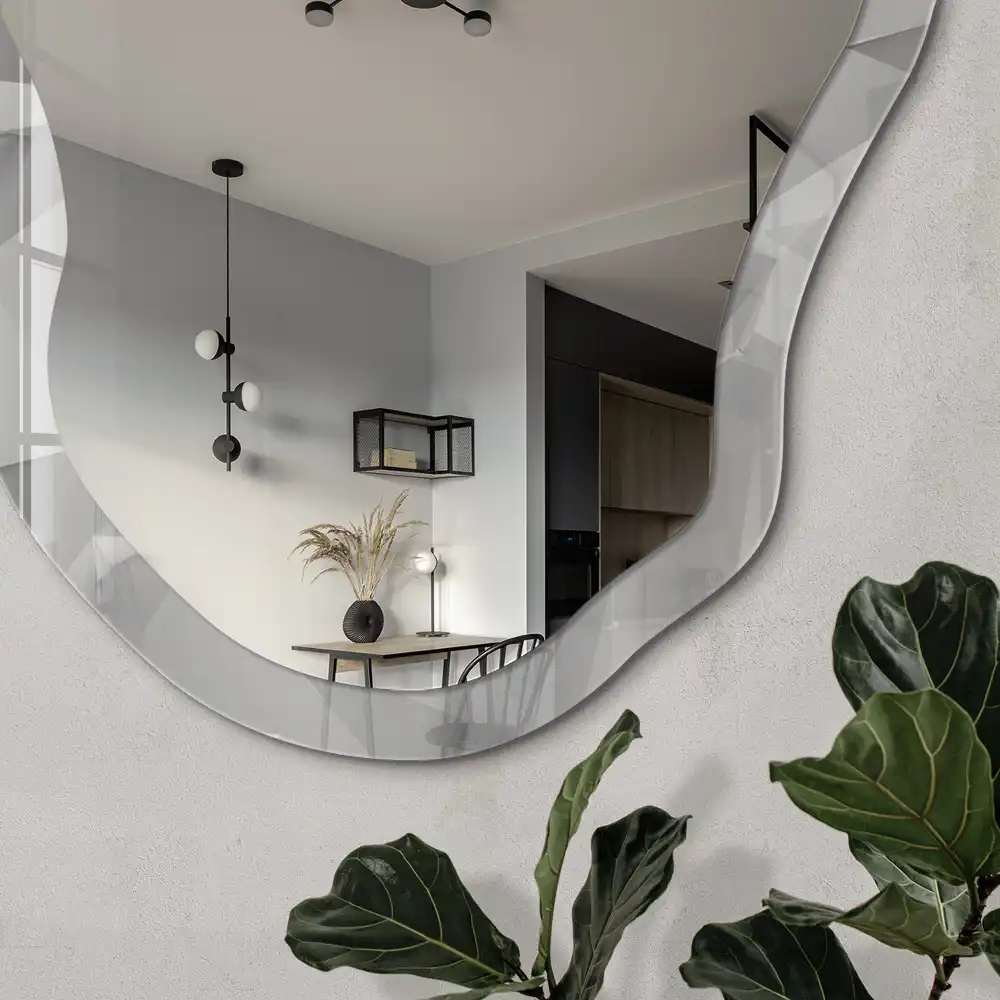 Miroir décoratif irrégulier à motif géométrique