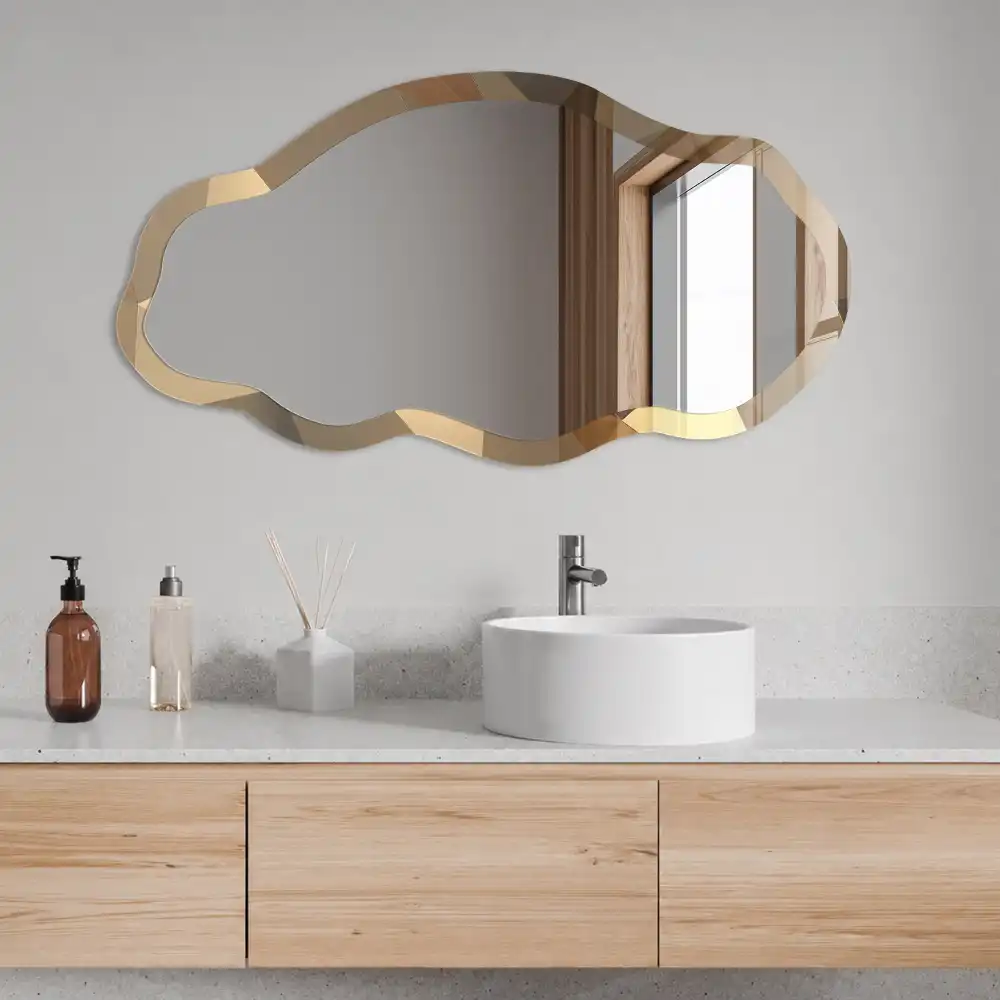 Miroir décoratif irrégulier à impression mosaïque géométrique