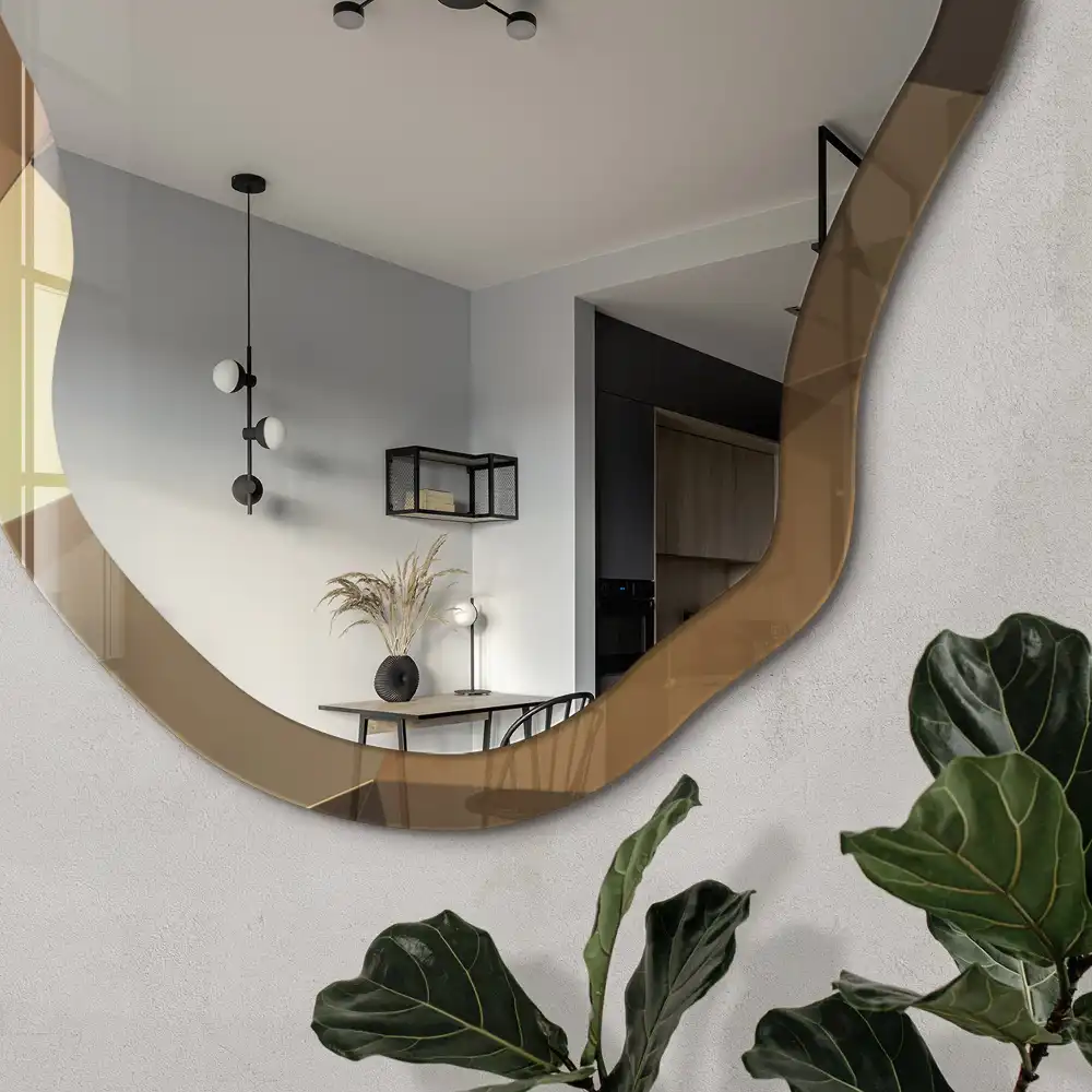 Miroir décoratif irrégulier à impression mosaïque géométrique