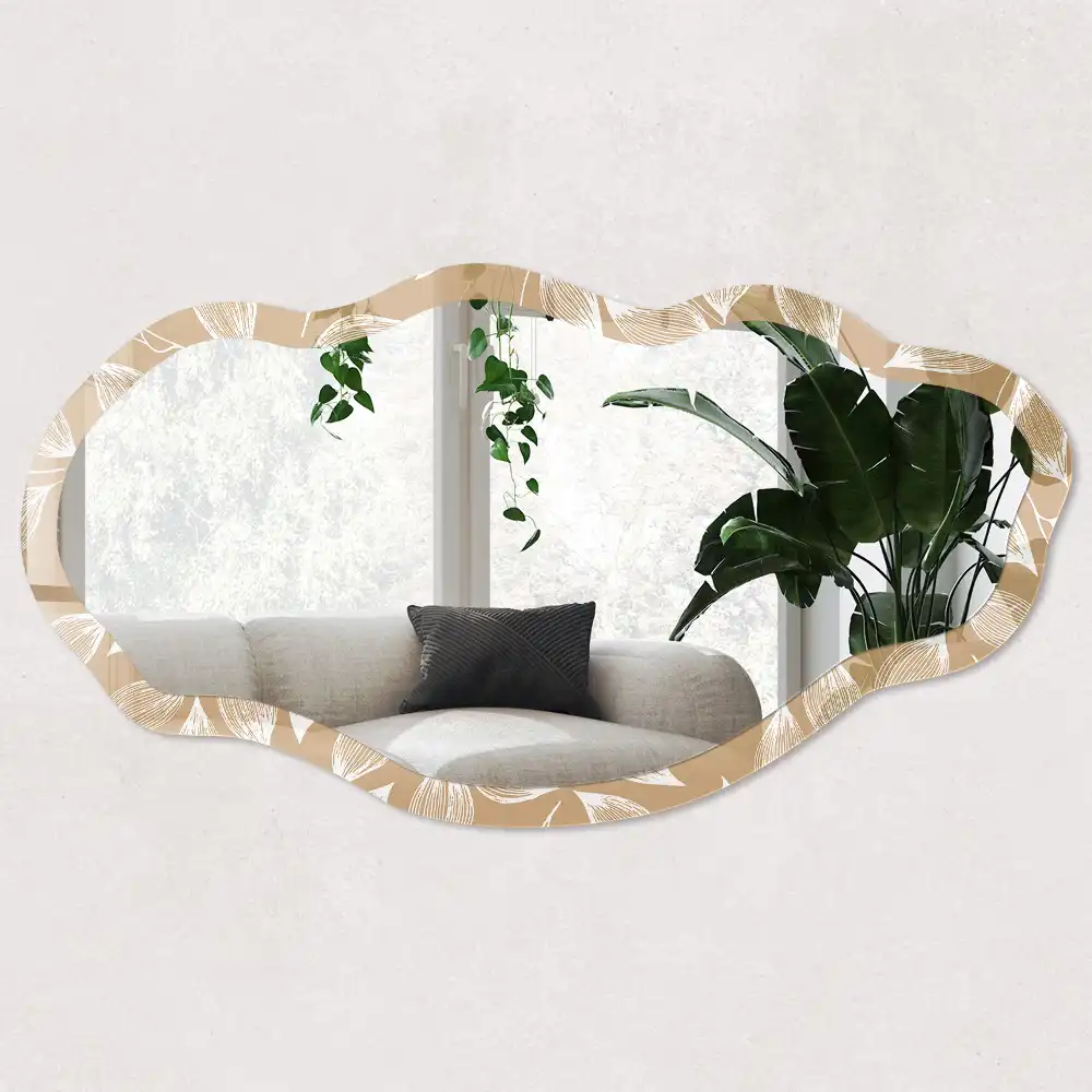 Miroir décoratif irrégulier à motifs végétaux