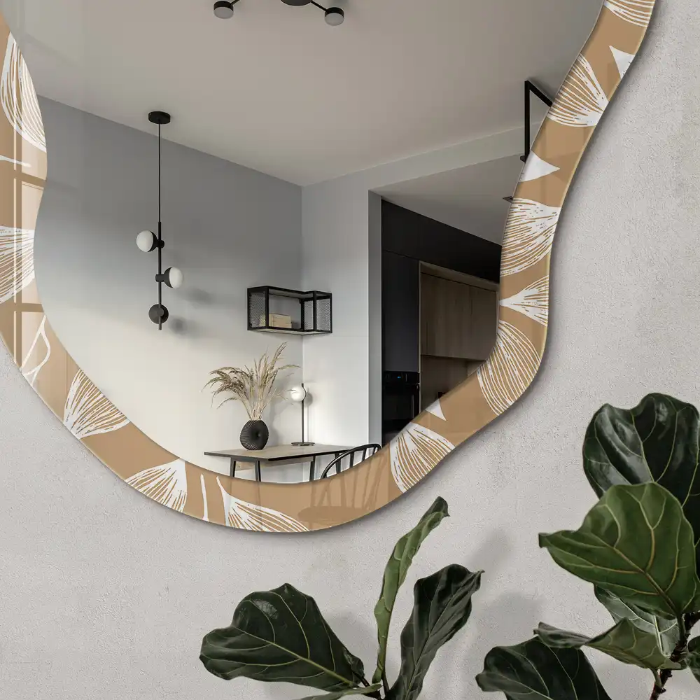 Miroir décoratif irrégulier à motifs végétaux