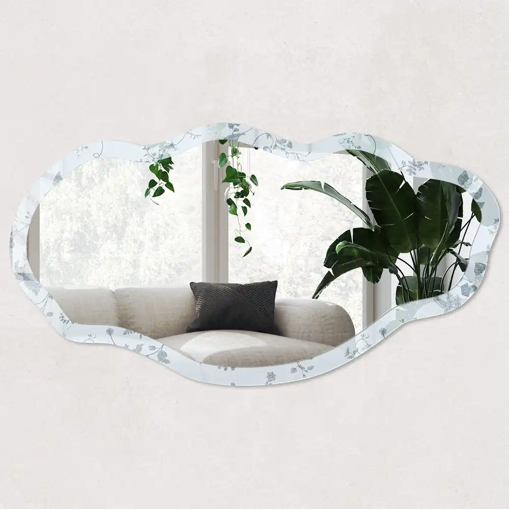 Miroir irrégulier à motif de fleurs botaniques