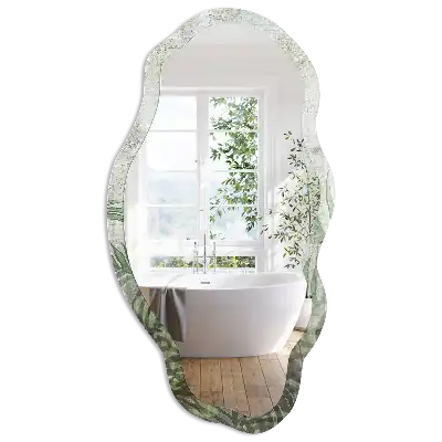 Miroir irrégulier à motif de fougère tropicale