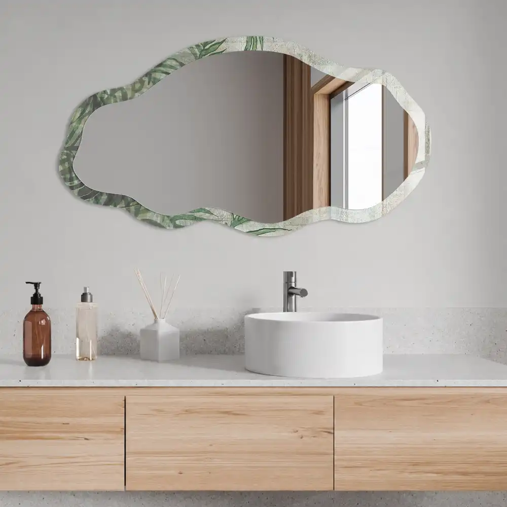 Miroir irrégulier à motif de fougère tropicale