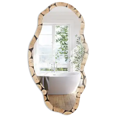 Miroir décoratif irrégulier effet cernes de bois