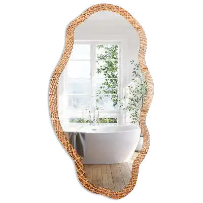Miroir irrégulier à motif effet bois
