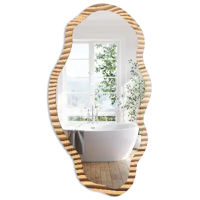 Miroir décoratif irrégulier à motif vagues de bois