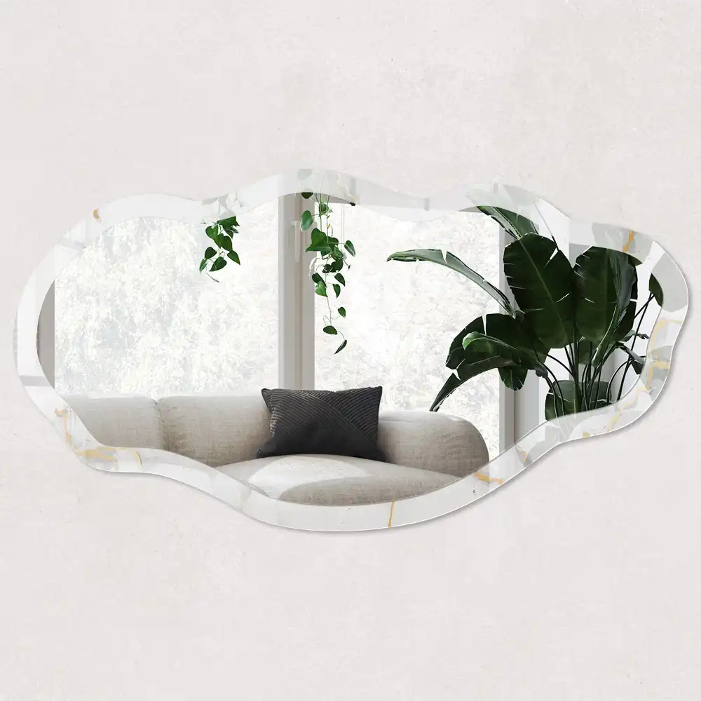 Miroir irrégulier avec impression effet marbre