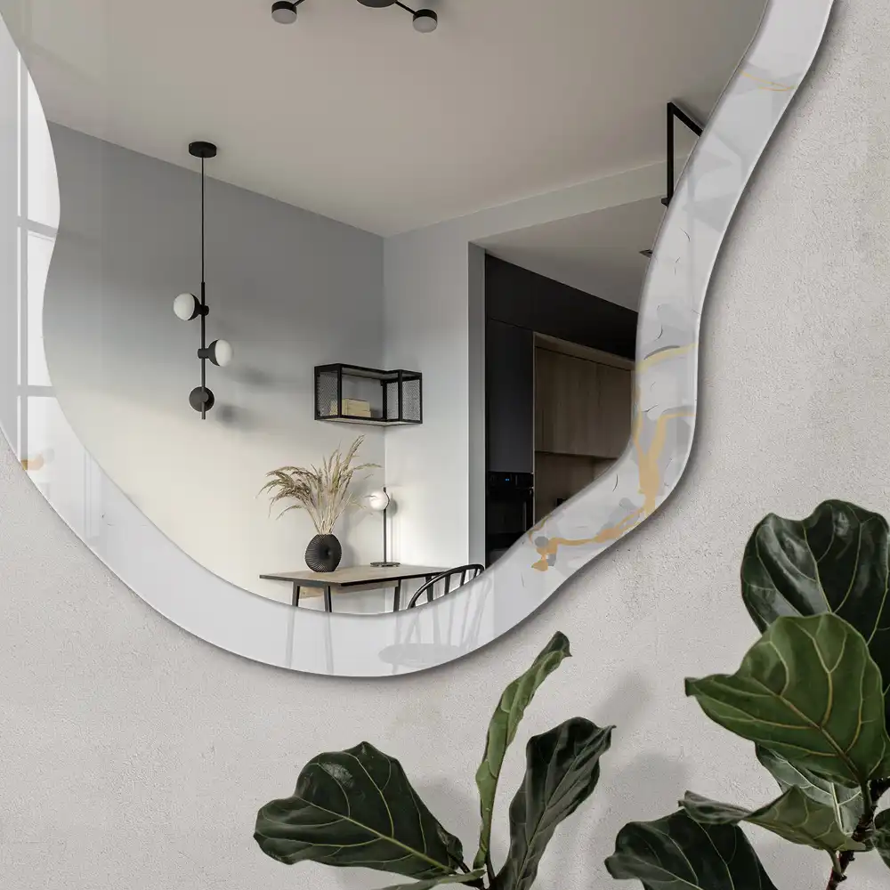 Miroir irrégulier avec impression effet marbre