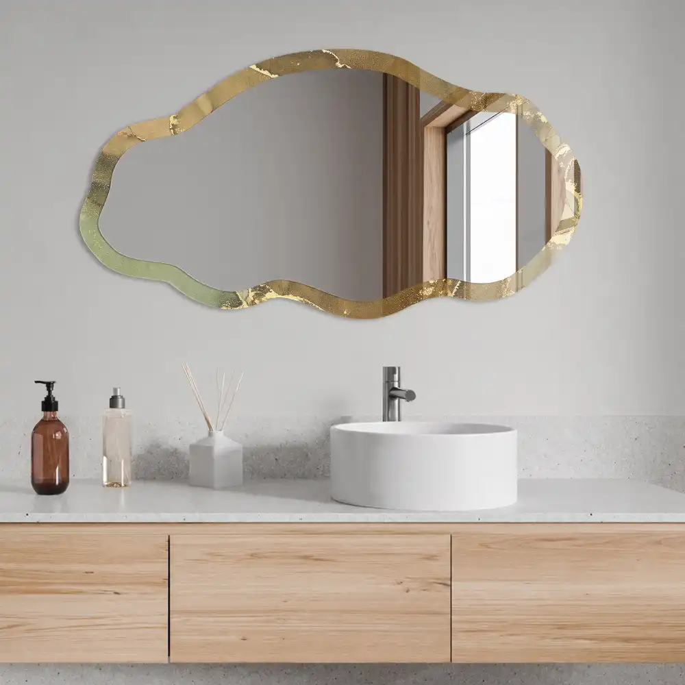 Miroir encadré à impression marbre de forme irrégulière