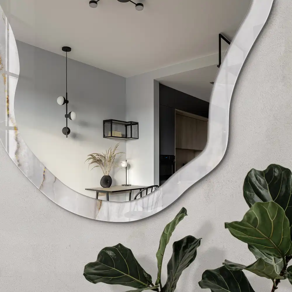 Miroir décoratif irrégulier effet marbre