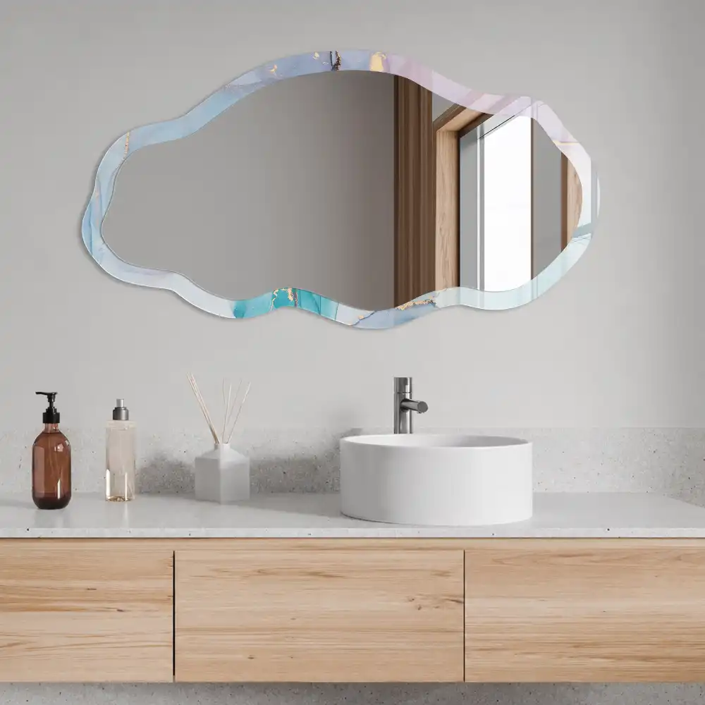 Miroir décoratif irrégulier à motif abstrait coloré