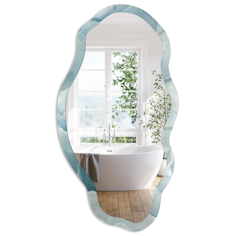 Miroir irrégulier avec impression texture marine