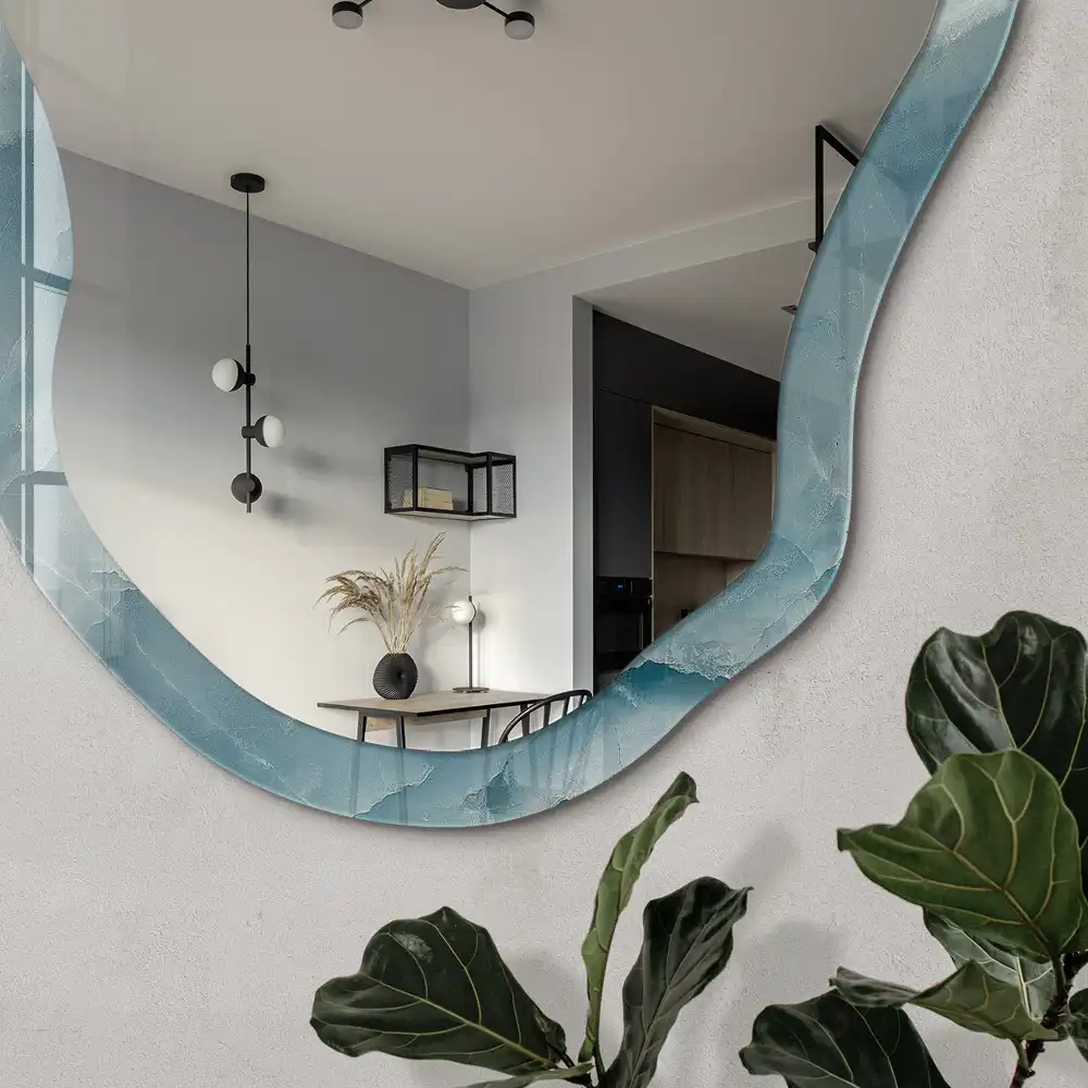 Miroir irrégulier avec impression texture marine