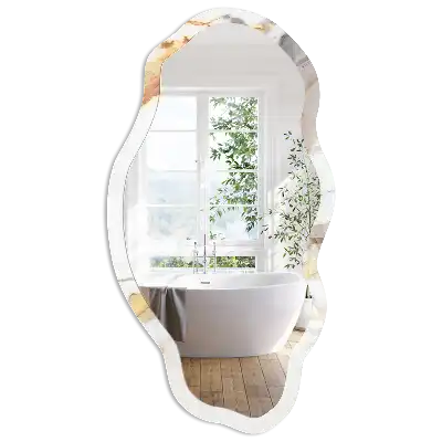 Miroir encadré à impression marbre de forme irrégulière