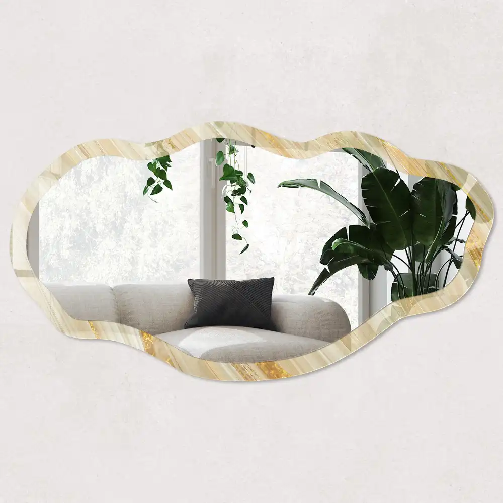 Miroir décoratif irrégulier avec impression vagues ensoleillées