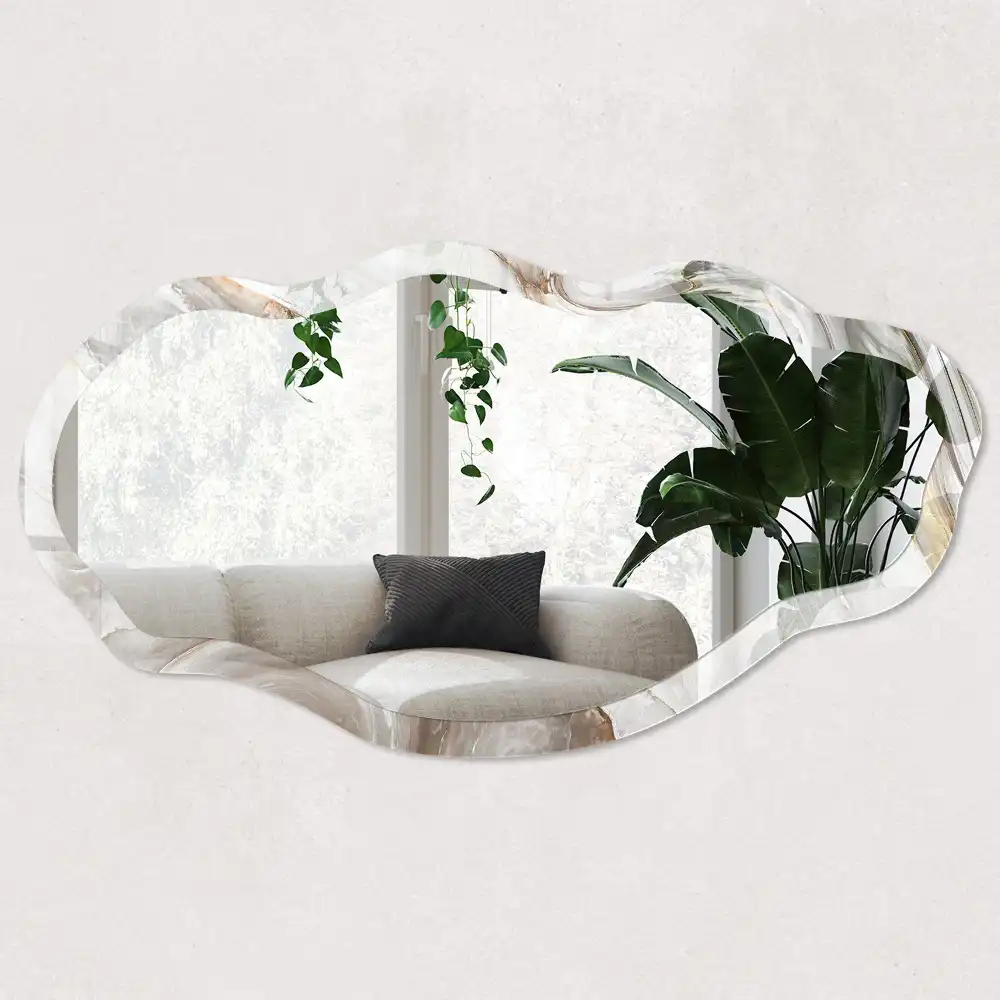 Miroir irrégulier à motif abstrait effet marbre