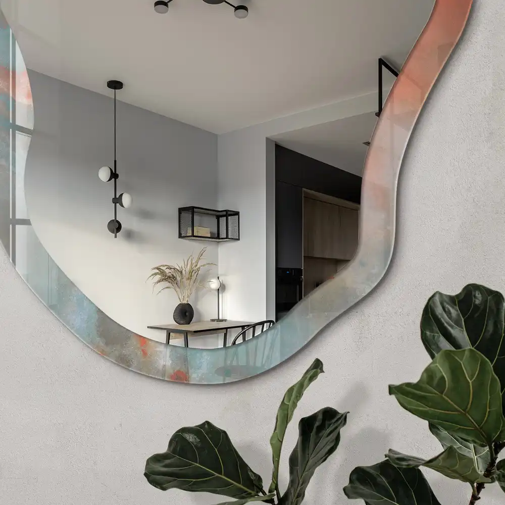 Miroir décoratif irrégulier à effet pierre vivante