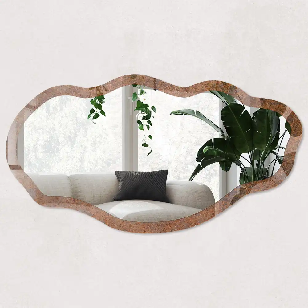 Miroir décoratif irrégulier à impression texture brute