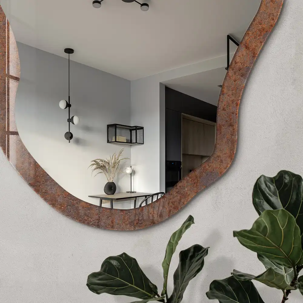 Miroir décoratif irrégulier à impression texture brute