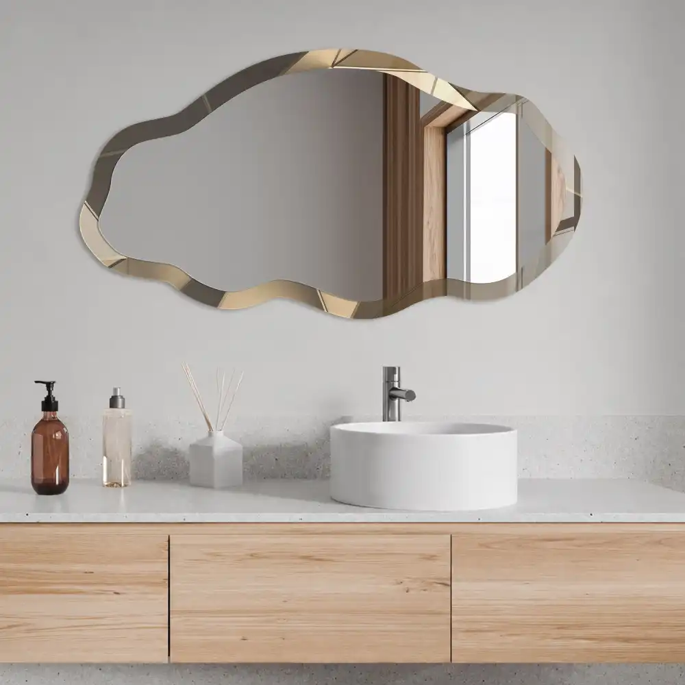Miroir encadré avec impression énergie de la géométrie forme irrégulière