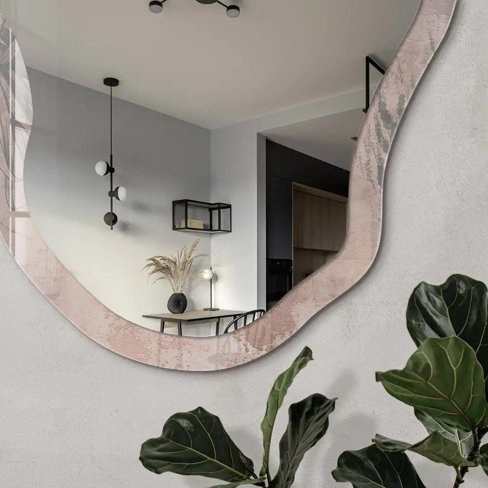 Miroir décoratif irrégulier à motif végétal relaxant