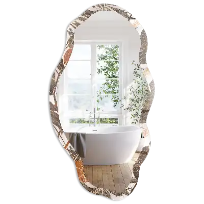 Miroir irrégulier à motif de feuilles tropicales