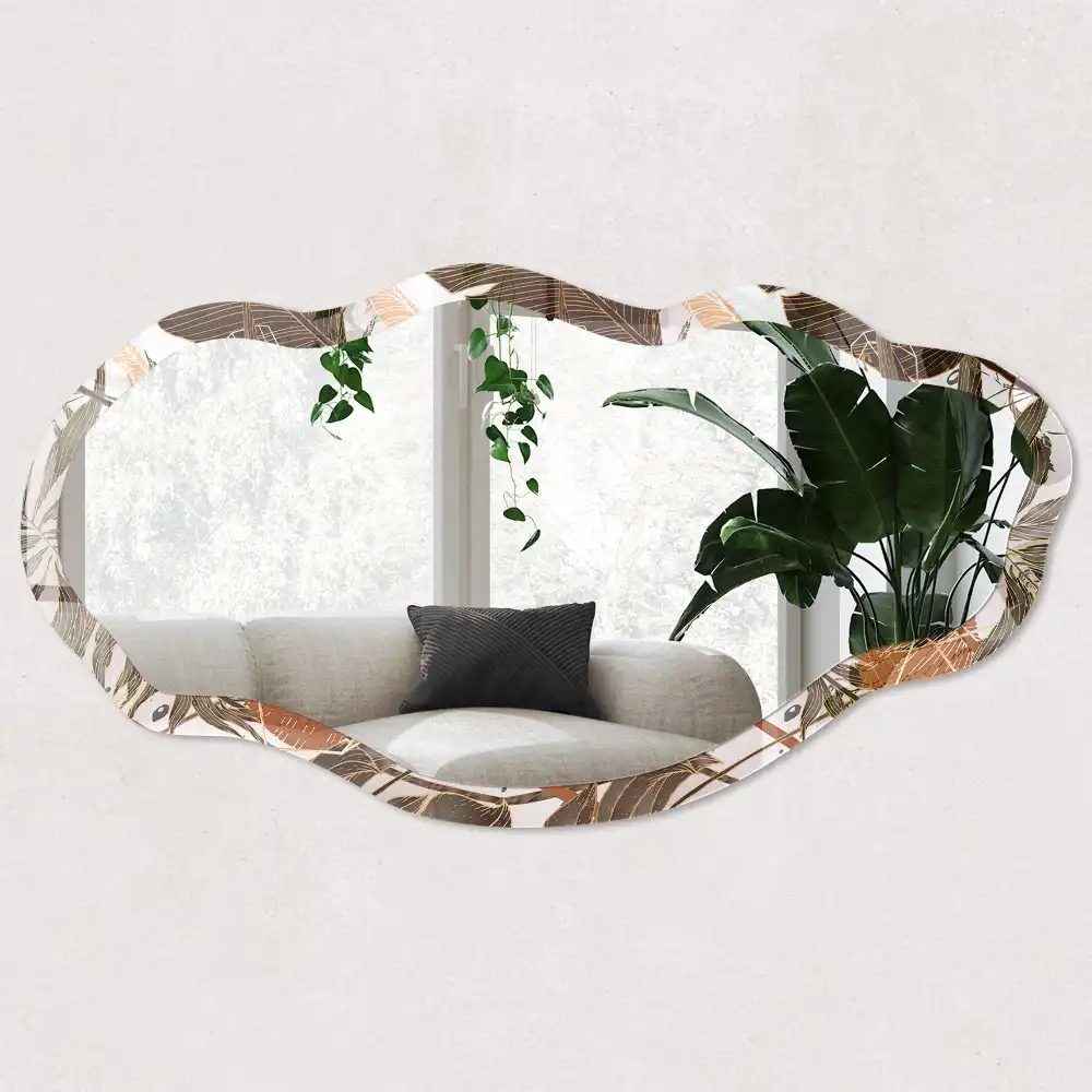 Miroir irrégulier à motif de feuilles tropicales