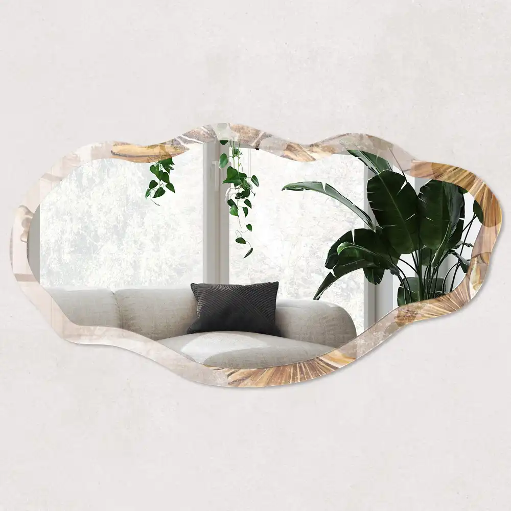 Miroir encadré à motif de feuilles végétales de forme irrégulière