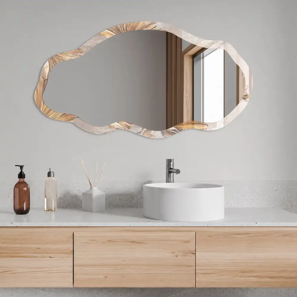 Miroir encadré à motif de feuilles végétales de forme irrégulière