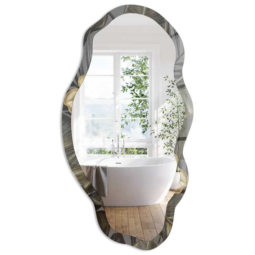 Miroir irrégulier à motif jardin tropical