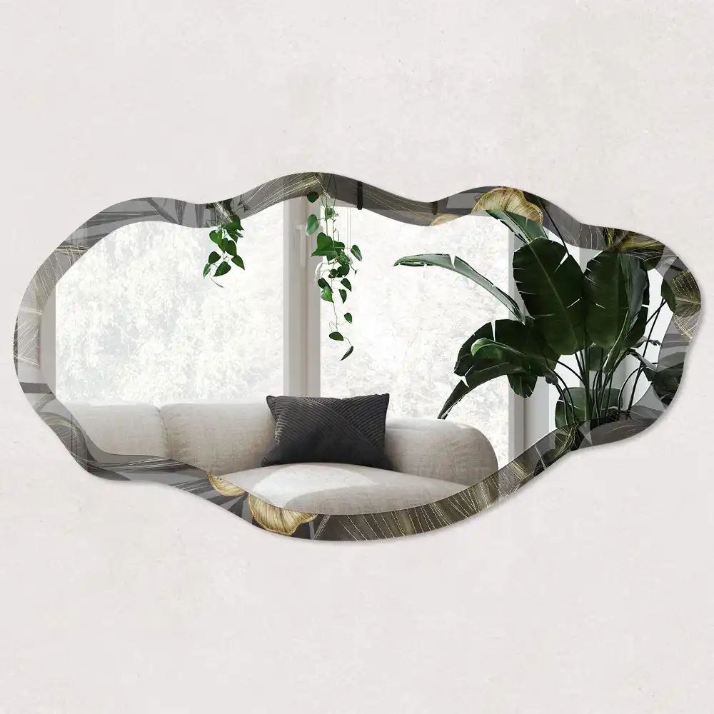 Miroir irrégulier à motif jardin tropical