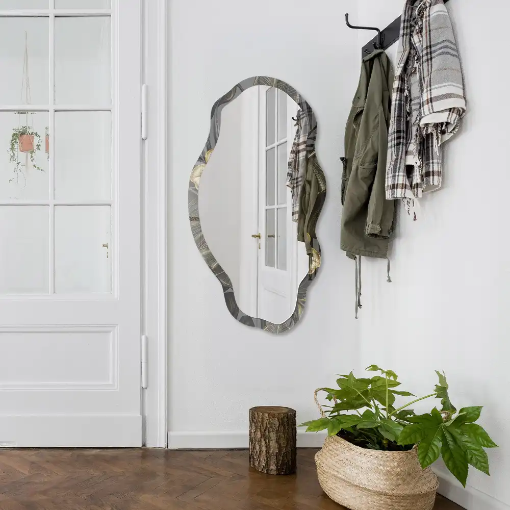 Miroir irrégulier à motif jardin tropical