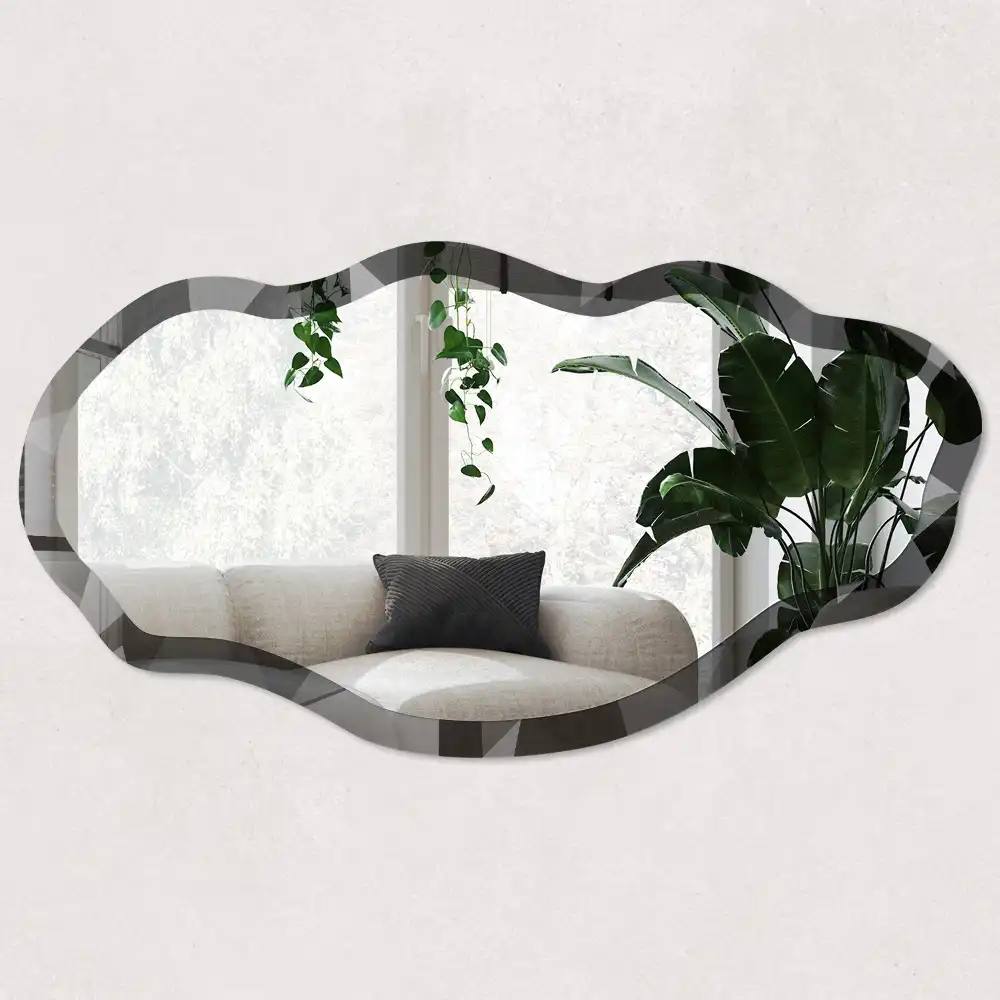 Miroir encadré à impression géométrique de forme irrégulière