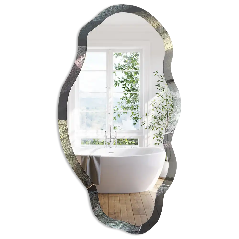 Miroir décoratif irrégulier à motif de feuilles tropicales