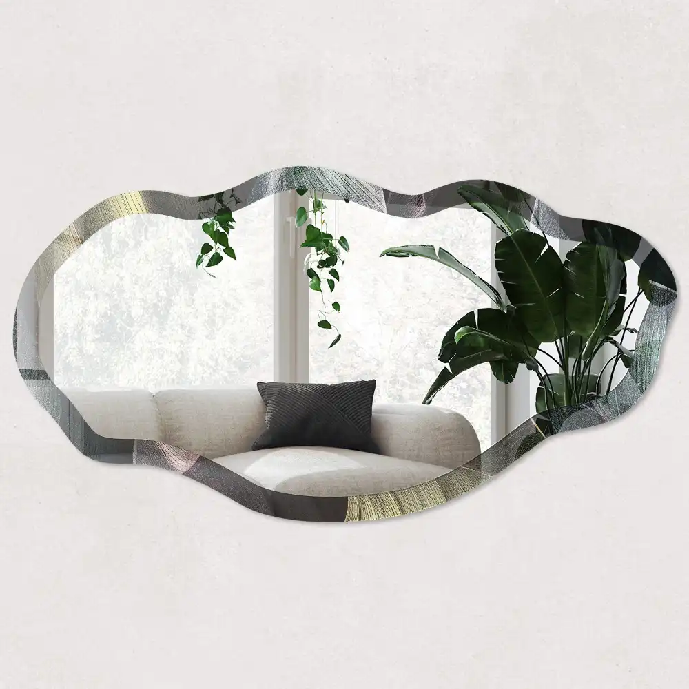 Miroir décoratif irrégulier à motif de feuilles tropicales