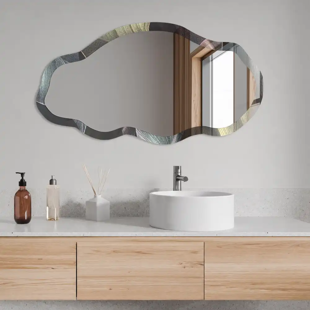 Miroir décoratif irrégulier à motif de feuilles tropicales