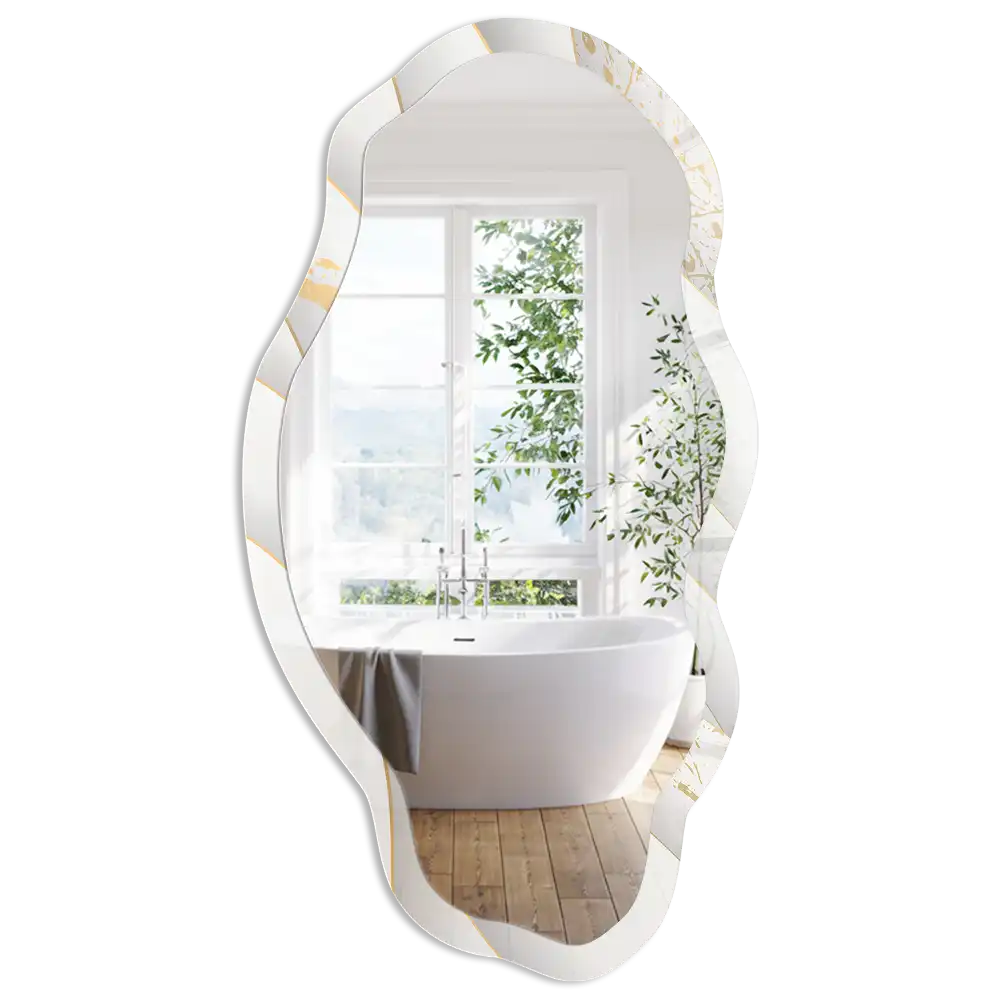 Miroir décoratif irrégulier à motif de vagues modernes
