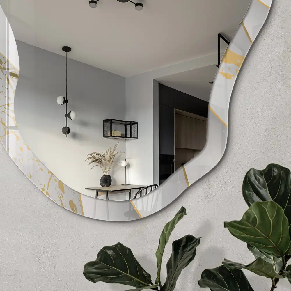 Miroir décoratif irrégulier à motif de vagues modernes