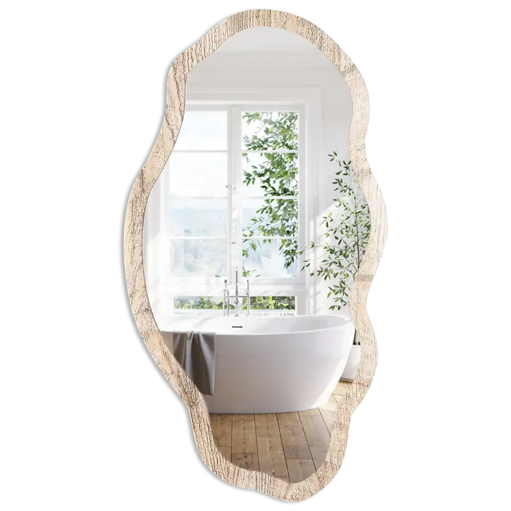 Miroir décoratif irrégulier effet bois