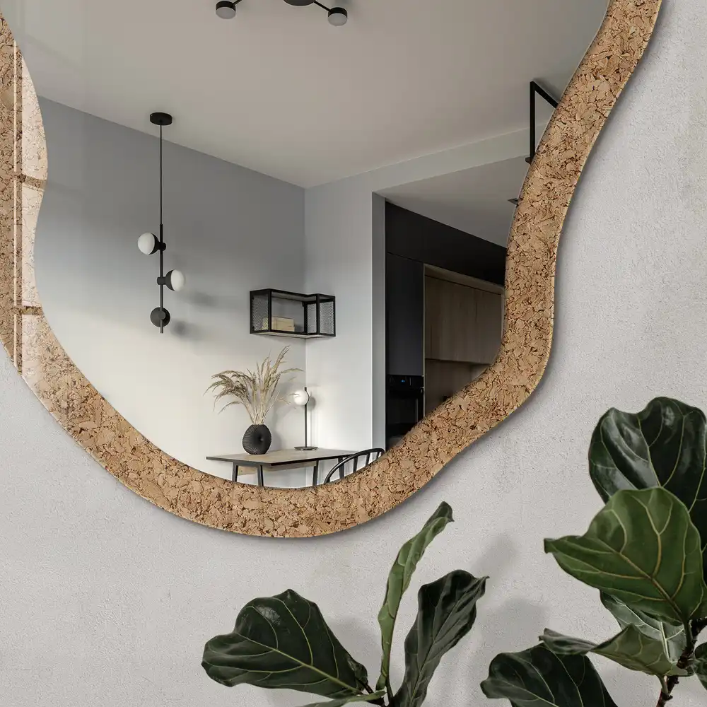 Miroir irrégulier avec impression texture liège